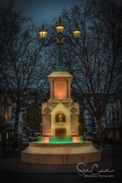 Watt Fountain Whanganui – convex mirrors and inner glass forms made for original gas mantles which have been converted to LED illumination to give illusion of being gas lit.