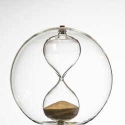 Hourglass inside 350mm diamater glass sphere